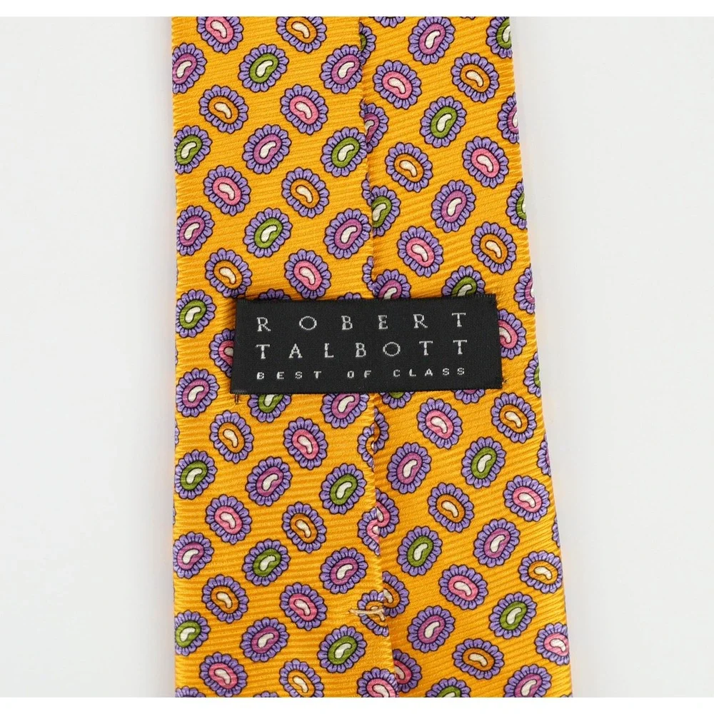 Robert Talbott Best of Class Silk Necktie Tie Orange Purple Medallion Silk USA